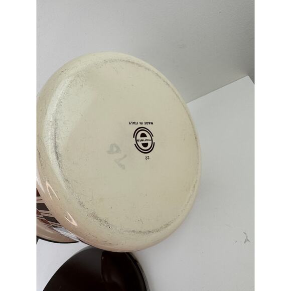 Vintage Moneta MCM Beige Brown Stock Pot 8-Quart Enamel with Lid Made in Italy - Picture 8 of 11